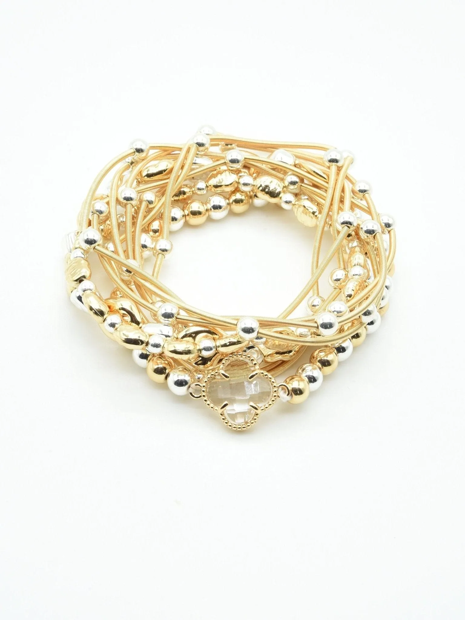 CB2214 Multi Clover Coil Beaded Bracelet