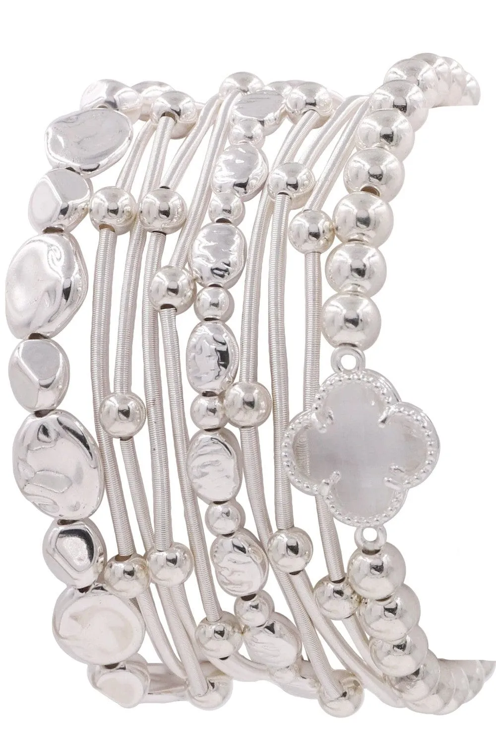 CB2214 Multi Clover Coil Beaded Bracelet