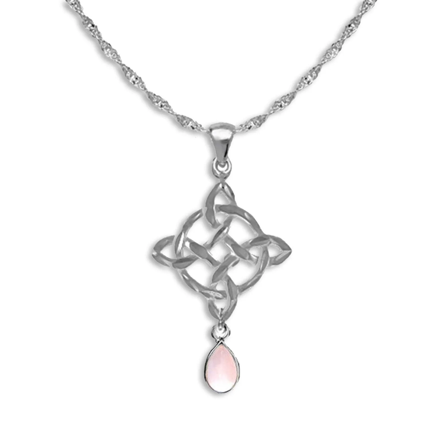 Celtic Necklace Rose Quartz Teardrop