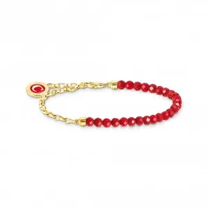 Charmista Sterling Silver Gold Plated Enamel Red Bracelet A2130-427-10
