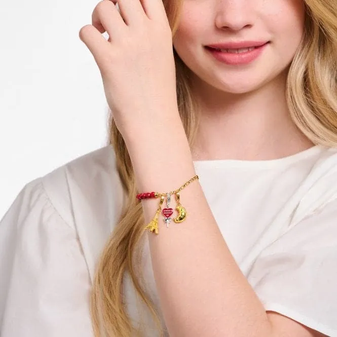 Charmista Sterling Silver Gold Plated Enamel Red Bracelet A2130-427-10