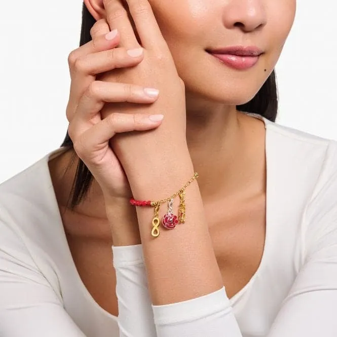 Charmista Sterling Silver Gold Plated Enamel Red Bracelet A2130-427-10