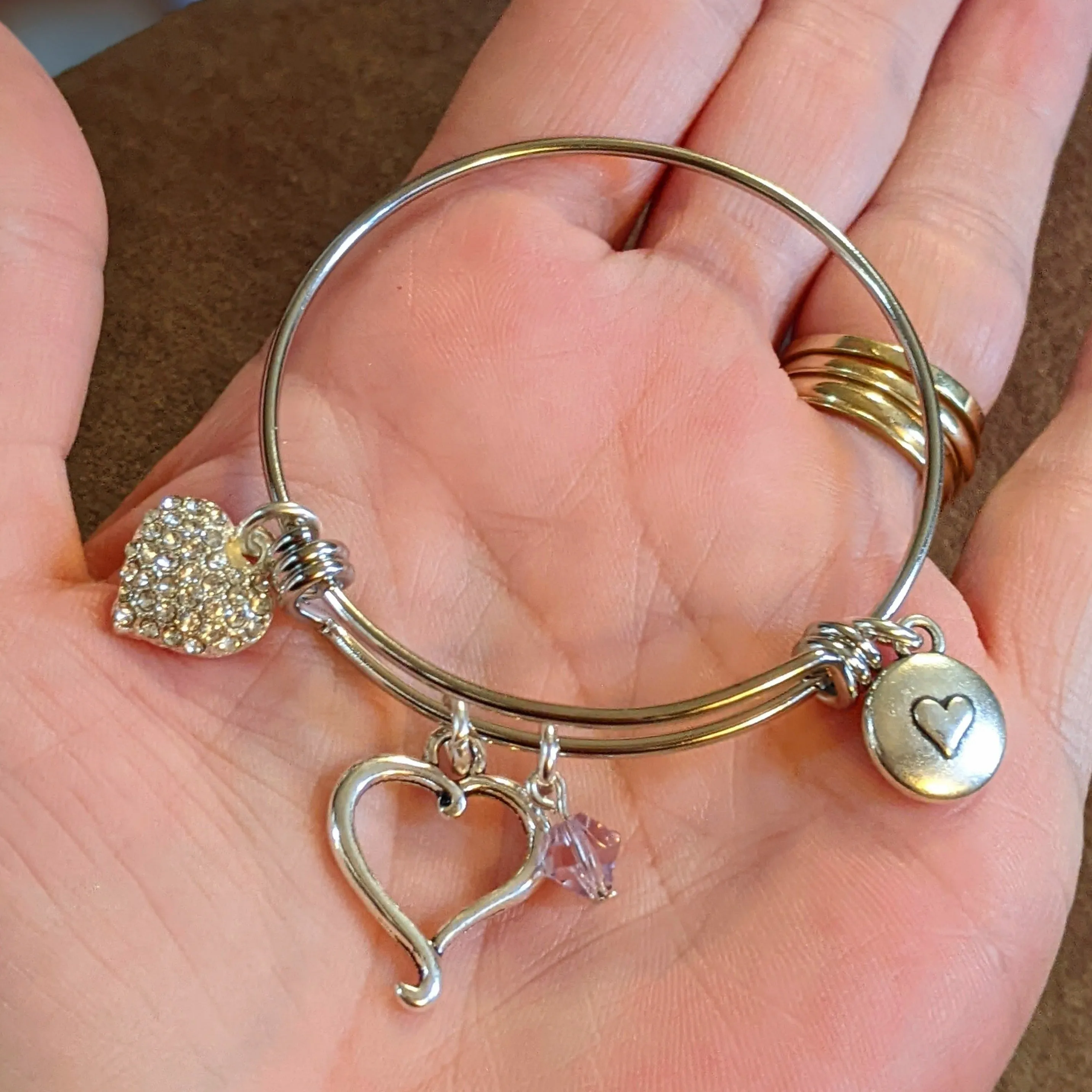 Child's Birthstone Heart Bangle