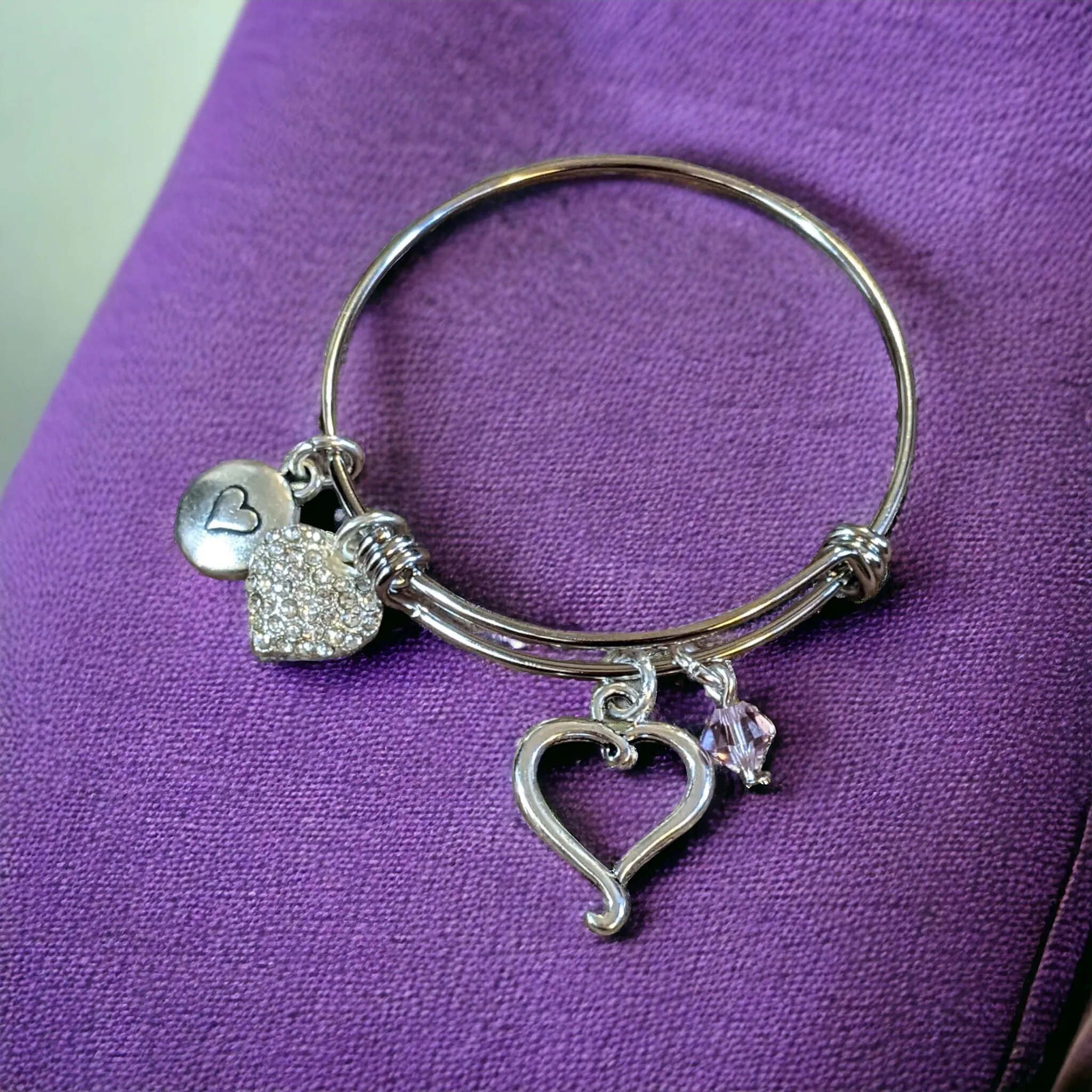 Child's Birthstone Heart Bangle