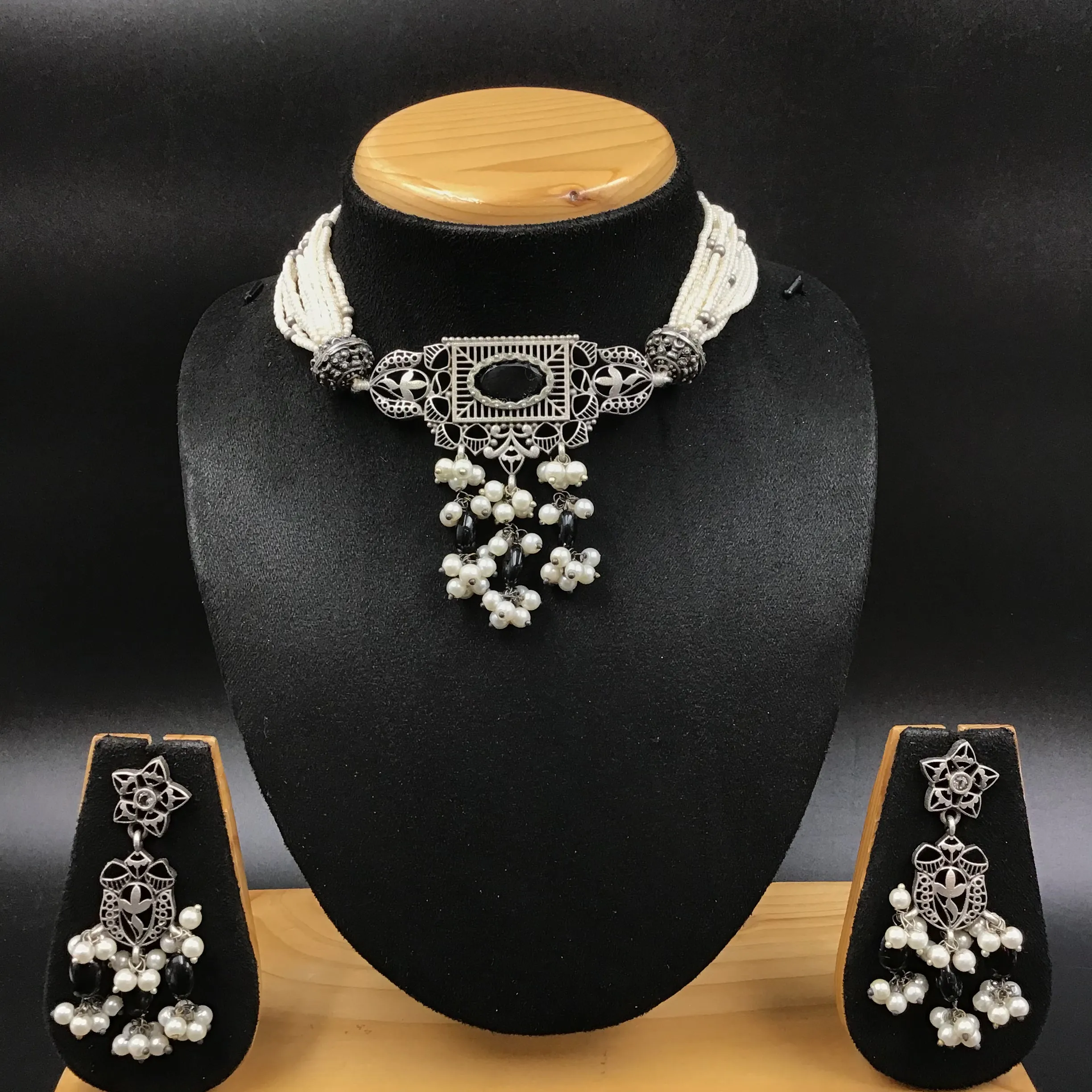 Choker Oxidized Necklace Set 4344-81