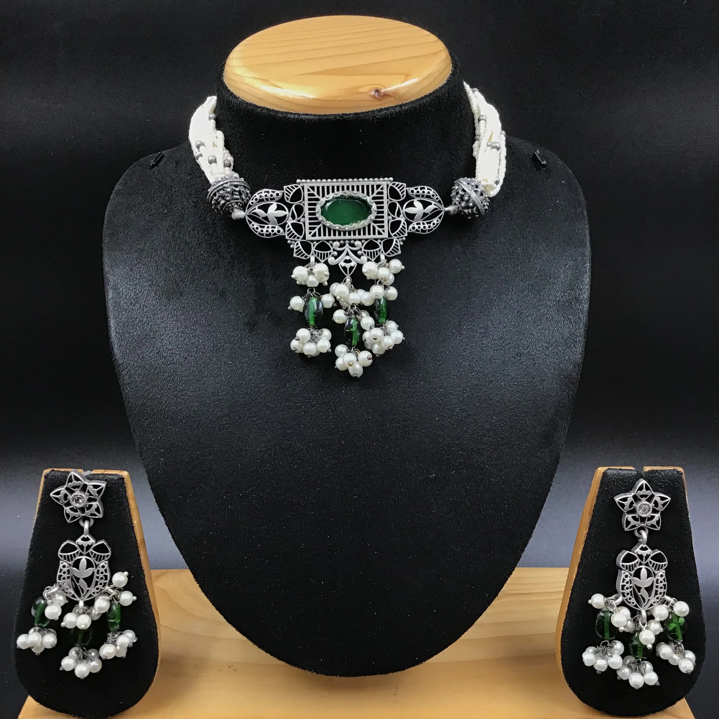 Choker Oxidized Necklace Set 4344-81