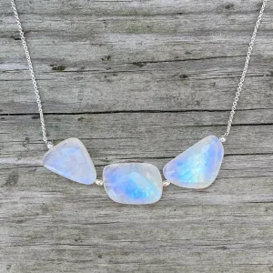 Chunky Three-Stone Moonstone Necklace