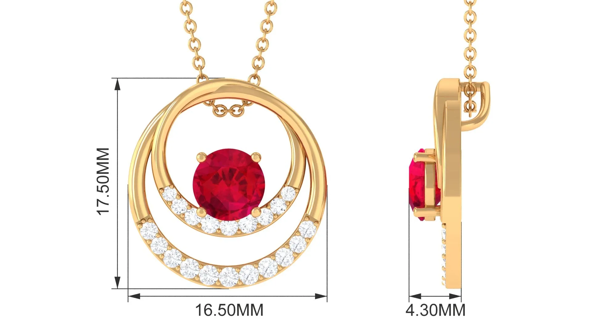 Classic Created Ruby and Diamond Open Circle Pendant