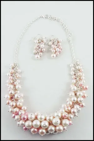Cluster Imitation Pearl Jewellery Set