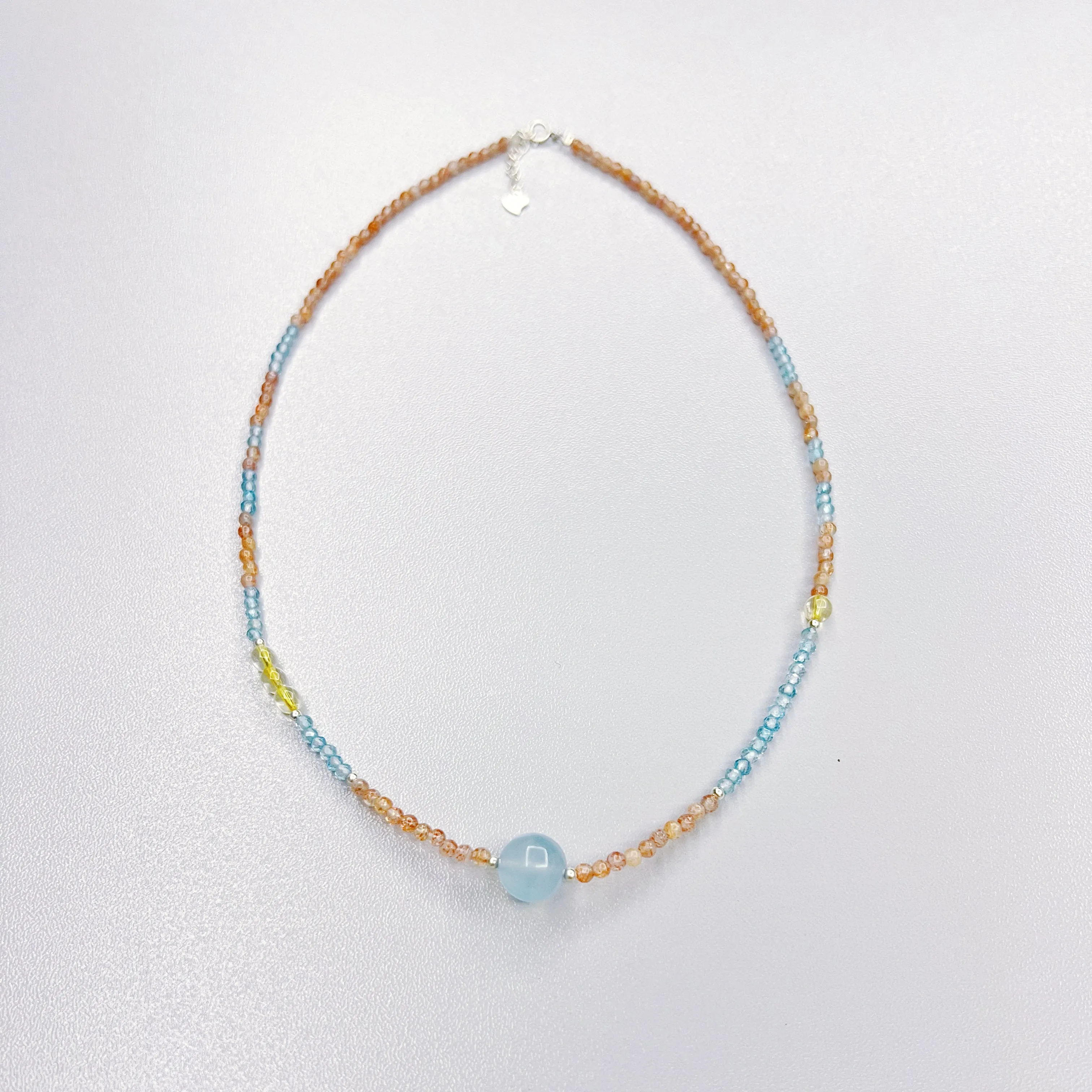 Confidence in Love - Aquamarine & Strawberry Quartz necklace