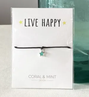 Coral And Mint Live Happy - Turquoise Glitter Star Charm