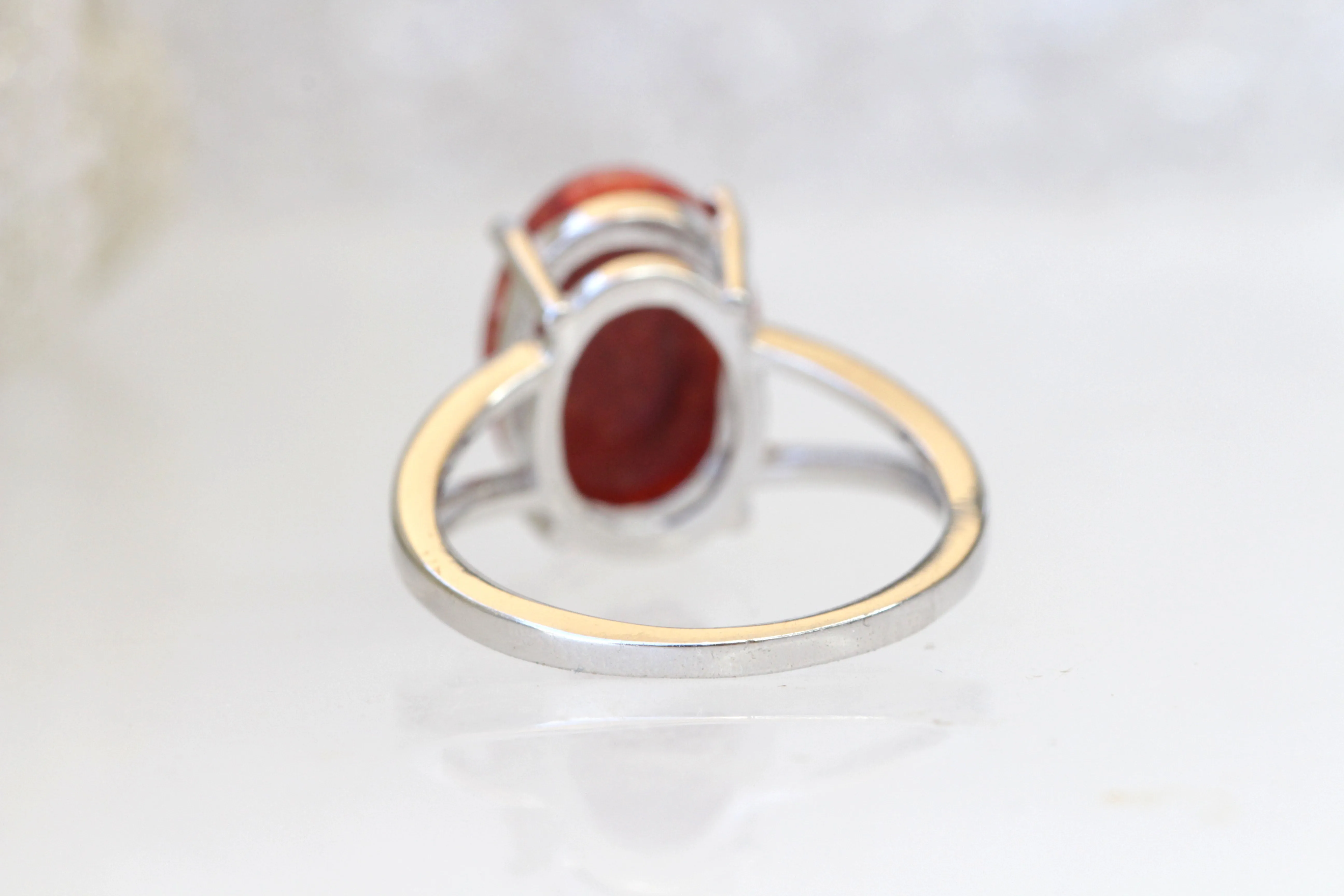 Coral silver sterling ring