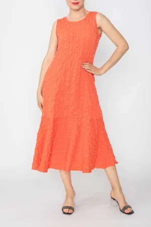 Coral Sleeveless Bottom Ruffle Dress
