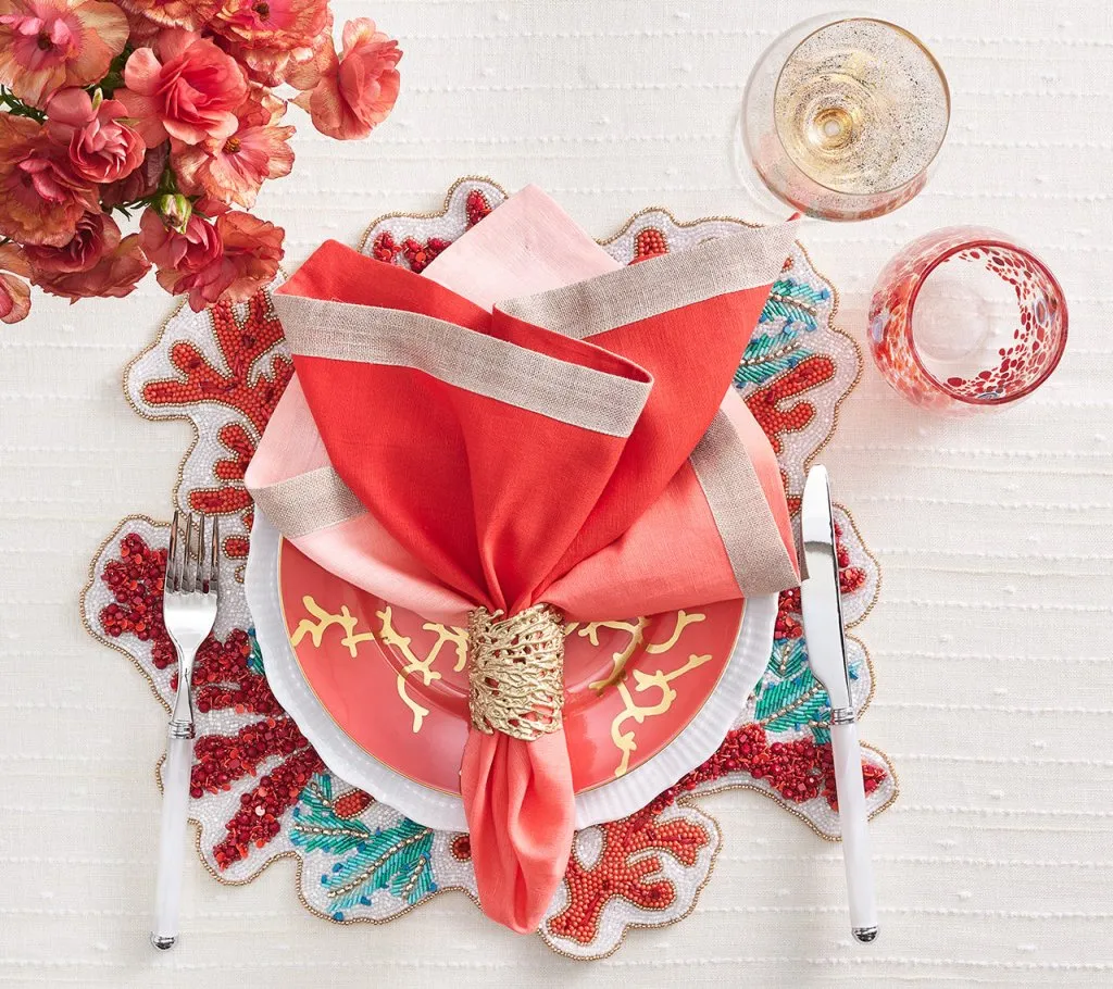 Coral Spray Placemat in Coral & Turquoise, Set of 2