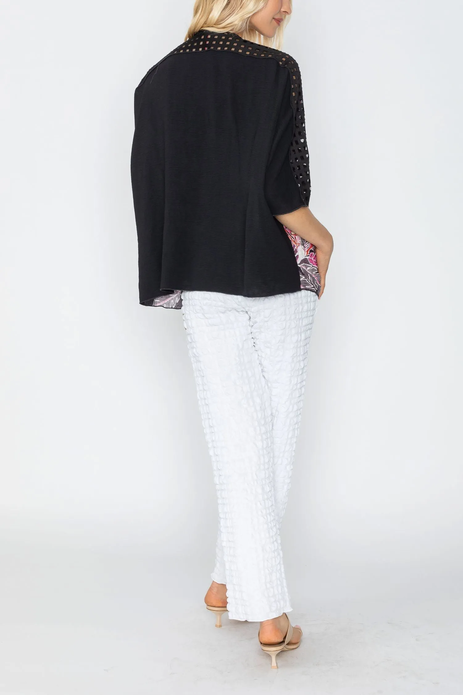 Coral Zip-Up Scare Pattern Top