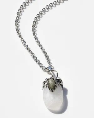 Crystal Quartz Moon Necklace
