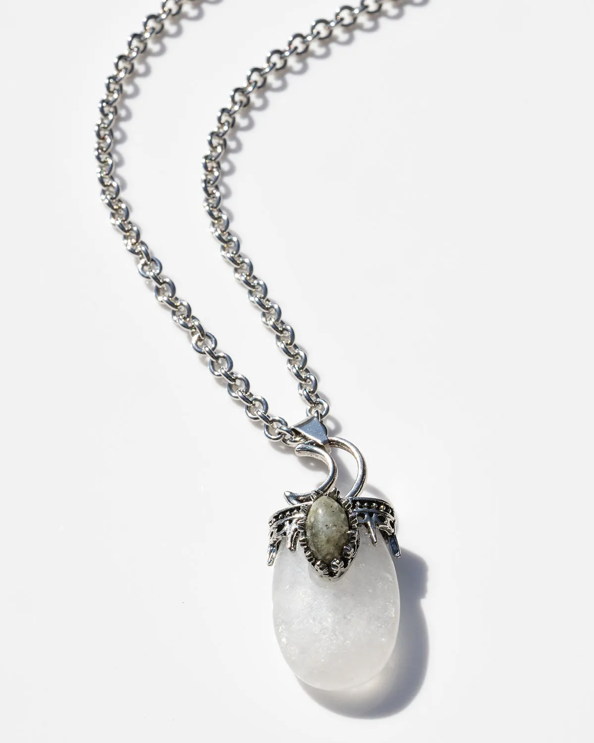 Crystal Quartz Moon Necklace