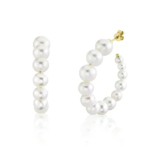 Cultured Pearl Hoop Earrings