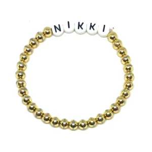 Customizable Gold Beaded Name Bracelet