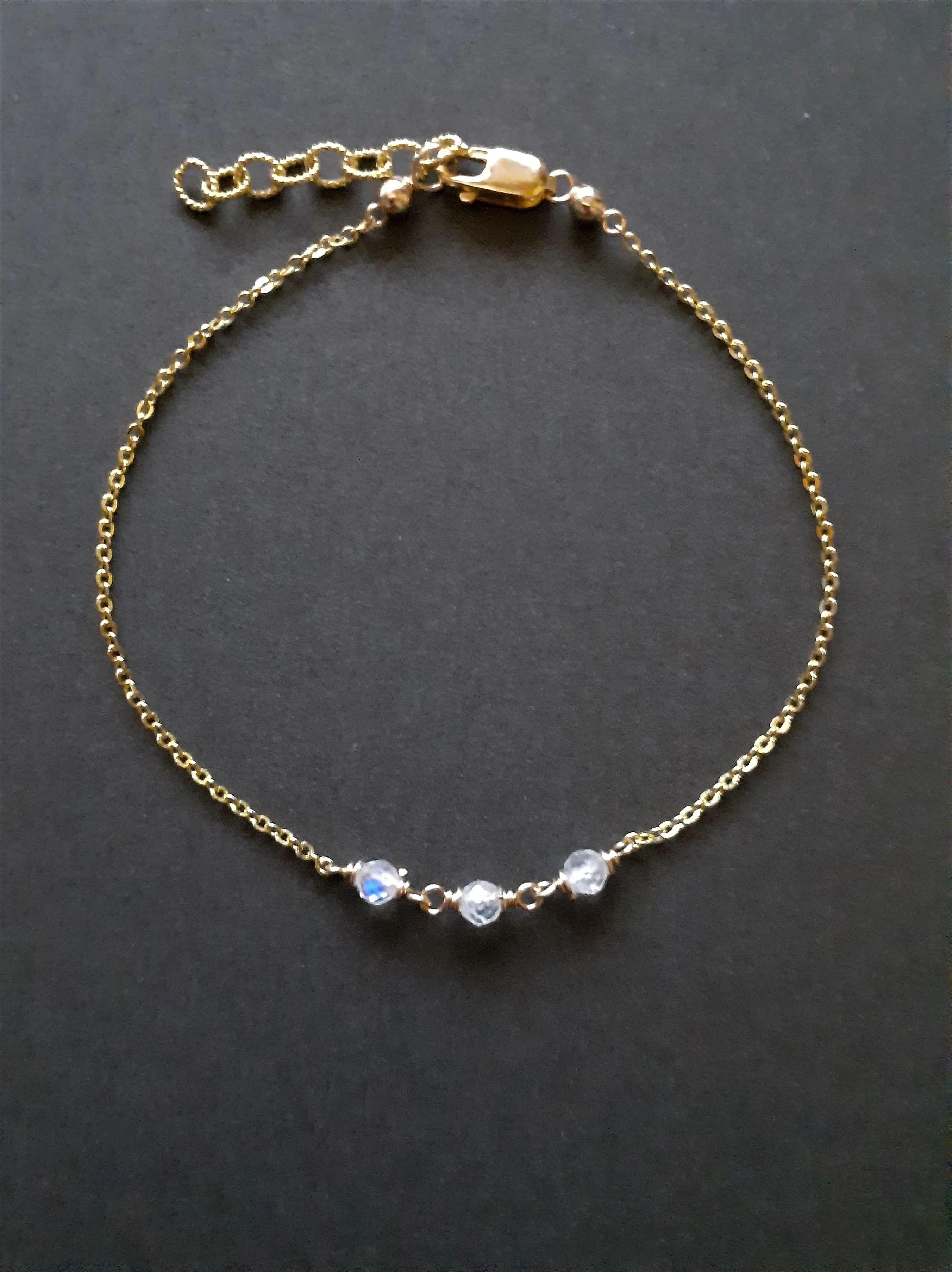 Dainty Rainbow Moonstone Anklet