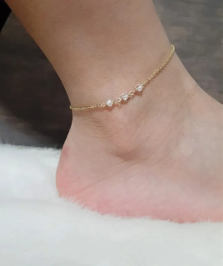 Dainty Rainbow Moonstone Anklet