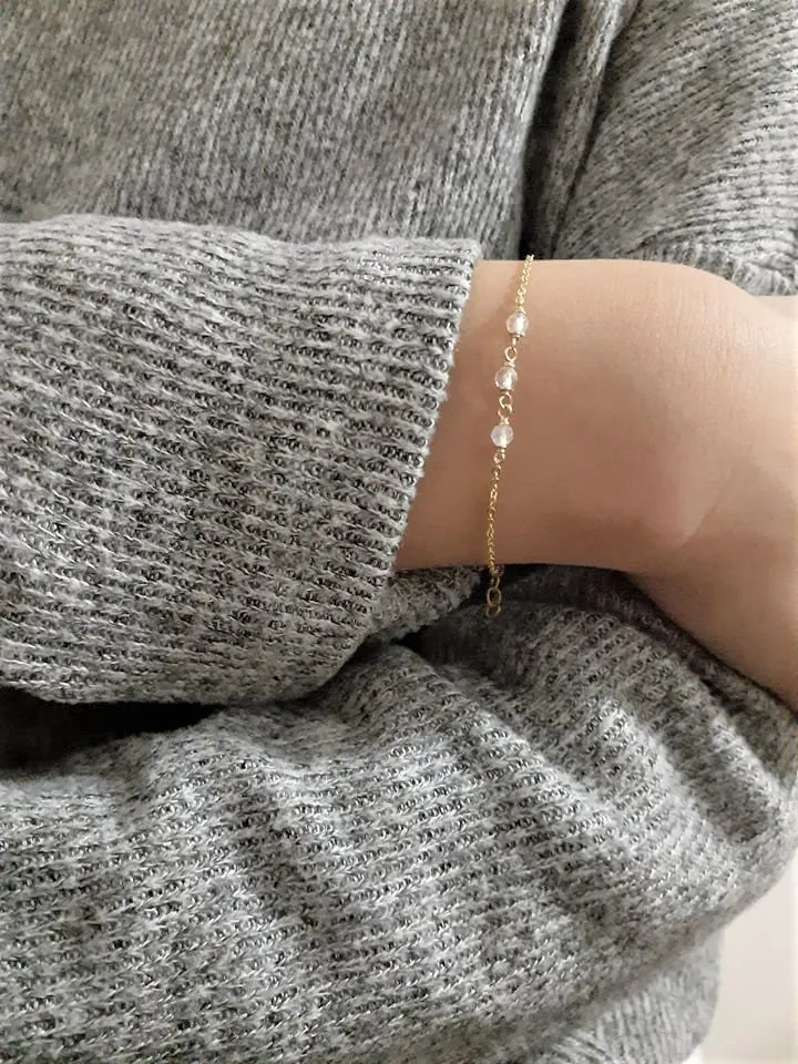 Dainty Rainbow Moonstone Bracelet