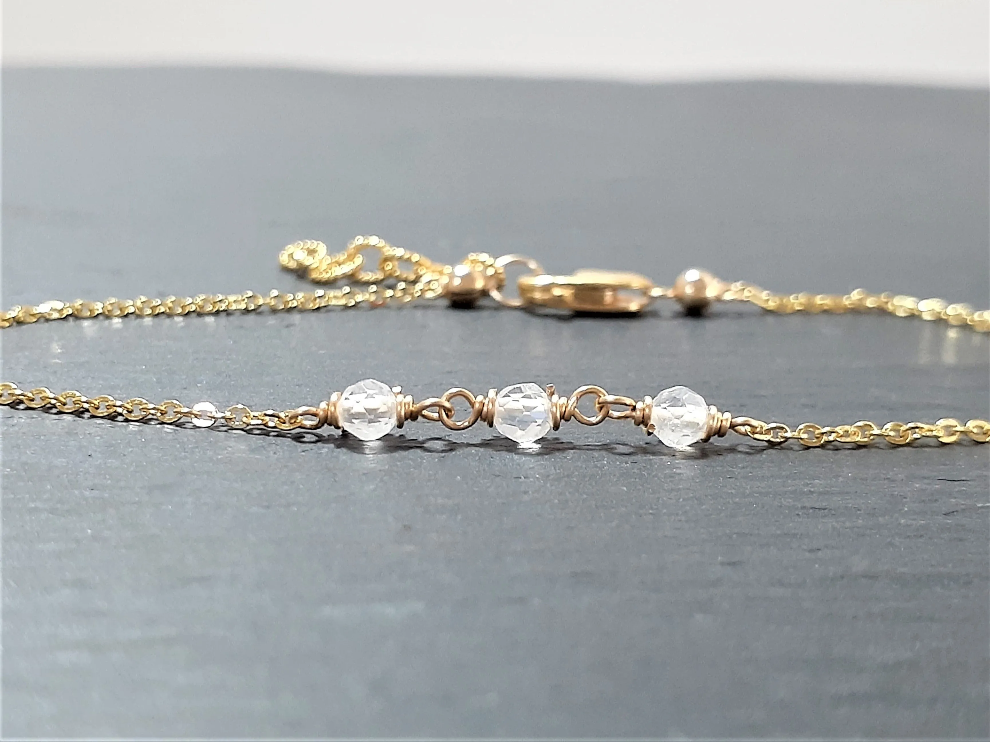 Dainty Rainbow Moonstone Bracelet