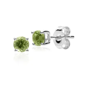 Damen 375 Gold 9ct Weißgold Rund Peridot Classic Claw Ohrringe Grün 3.50mm