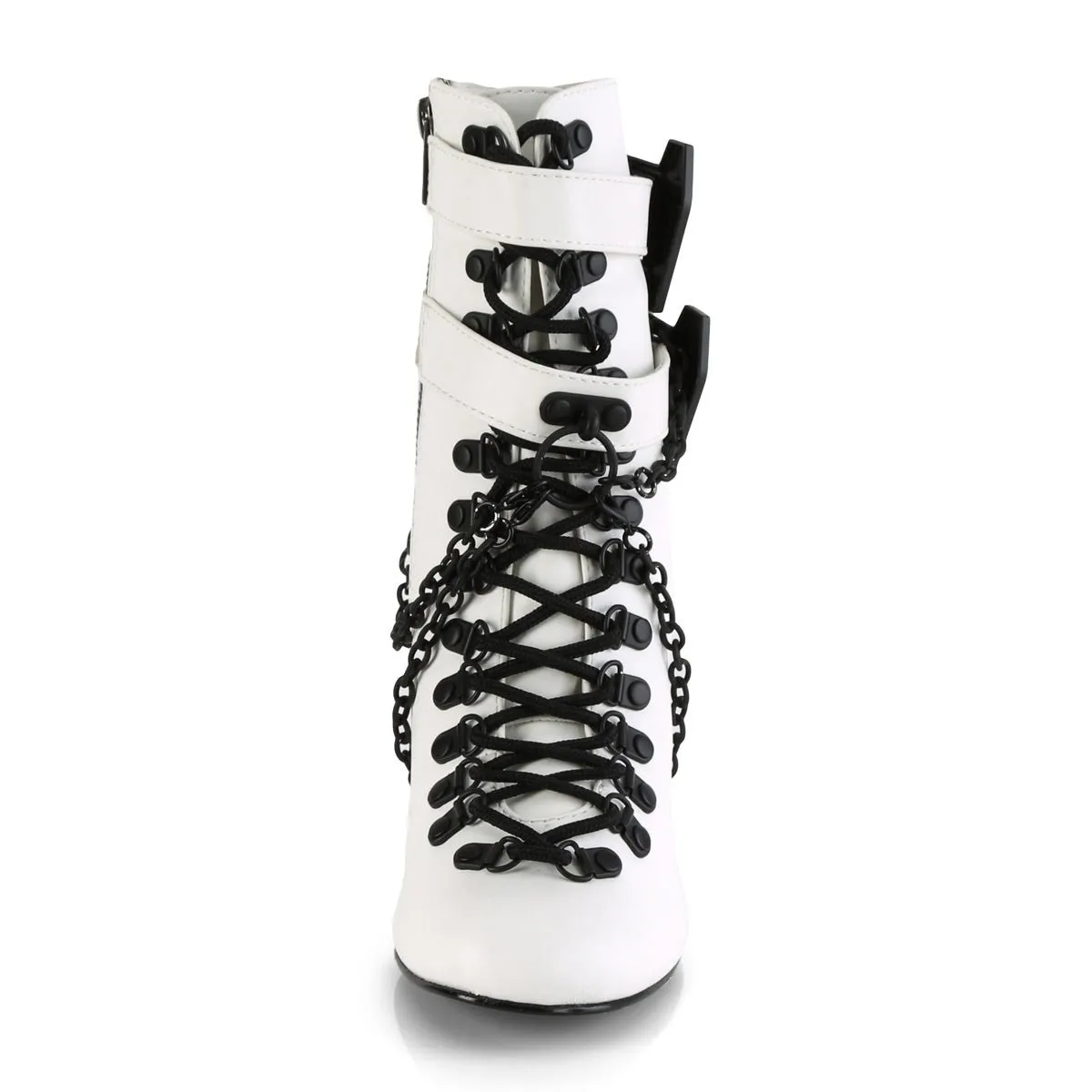 Demonia VIVIKA-128 | White Vegan Leather Ankle Boots