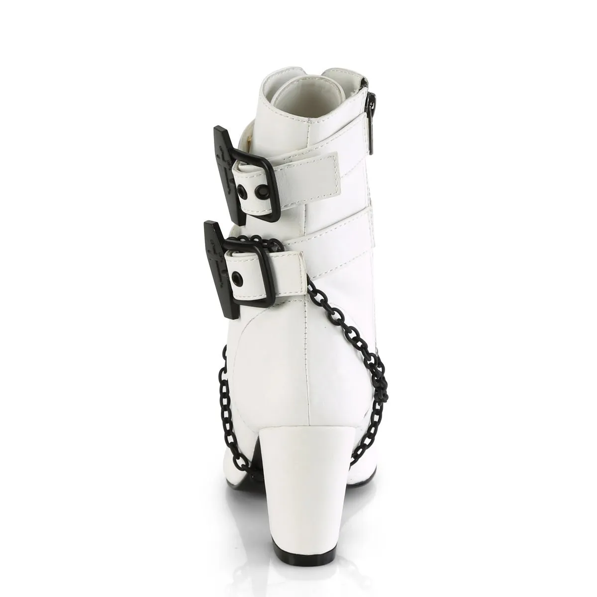 Demonia VIVIKA-128 | White Vegan Leather Ankle Boots