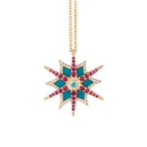 Diamond and Ruby Charm Necklace