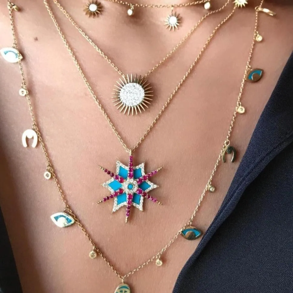 Diamond and Ruby Charm Necklace