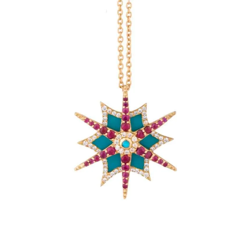Diamond and Ruby Charm Necklace