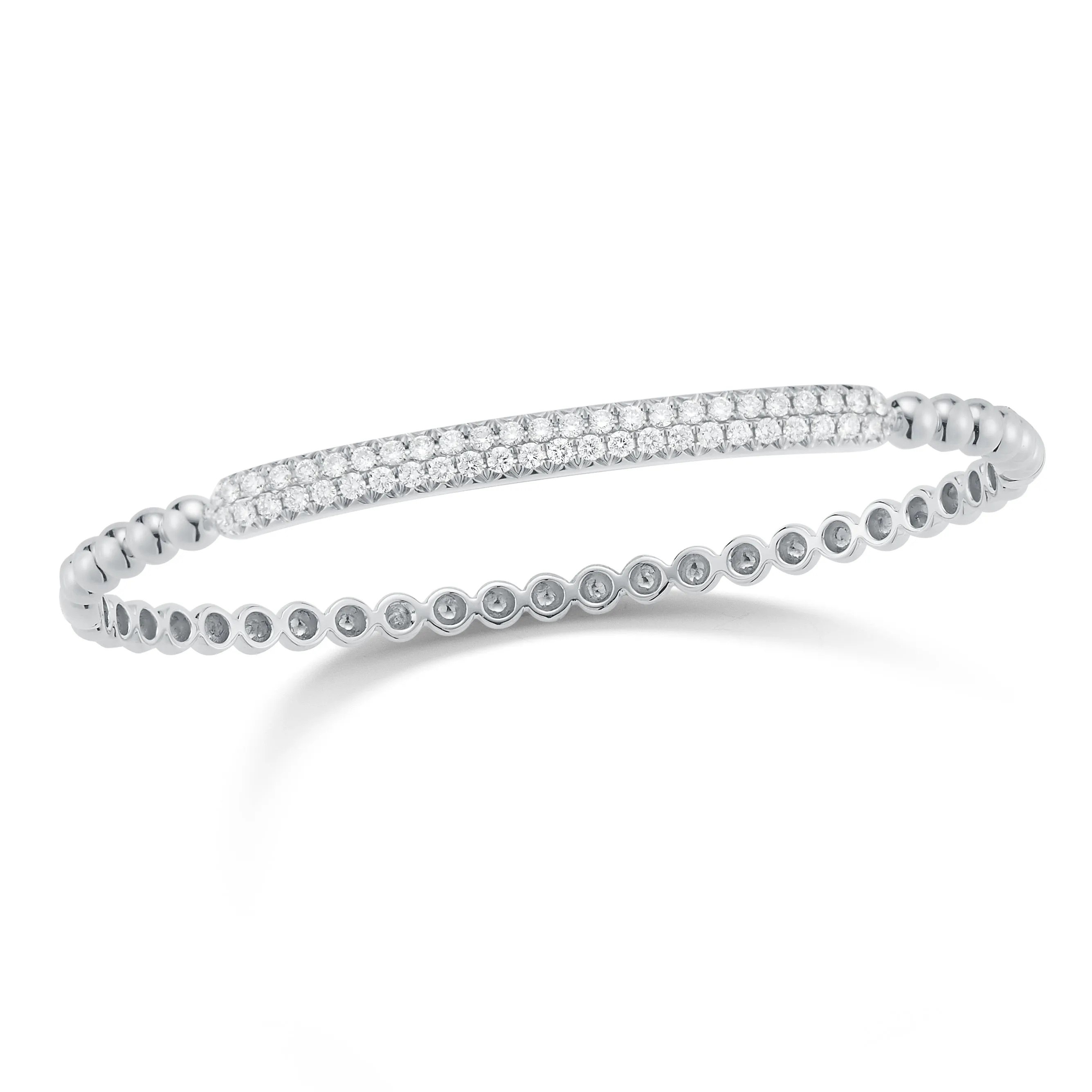 Diamond Bar Beaded Bangle Bracelet