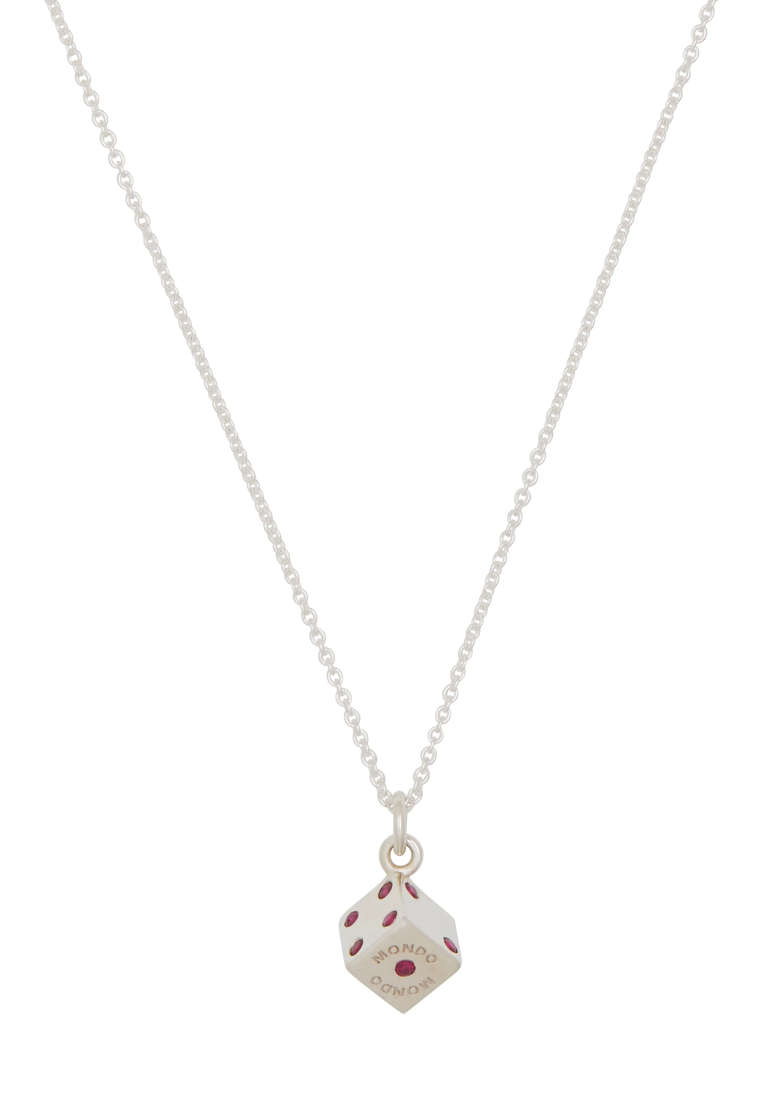 Dice Necklace in Sterling Silver - Ruby