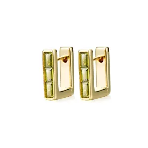 DIODE GEMSTONE HUGGIE EARRINGS | PERIDOT