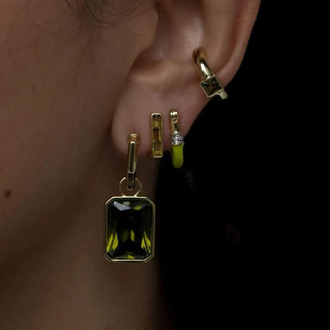 DIODE GEMSTONE HUGGIE EARRINGS | PERIDOT