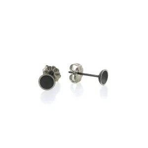 Domed Black Earrings