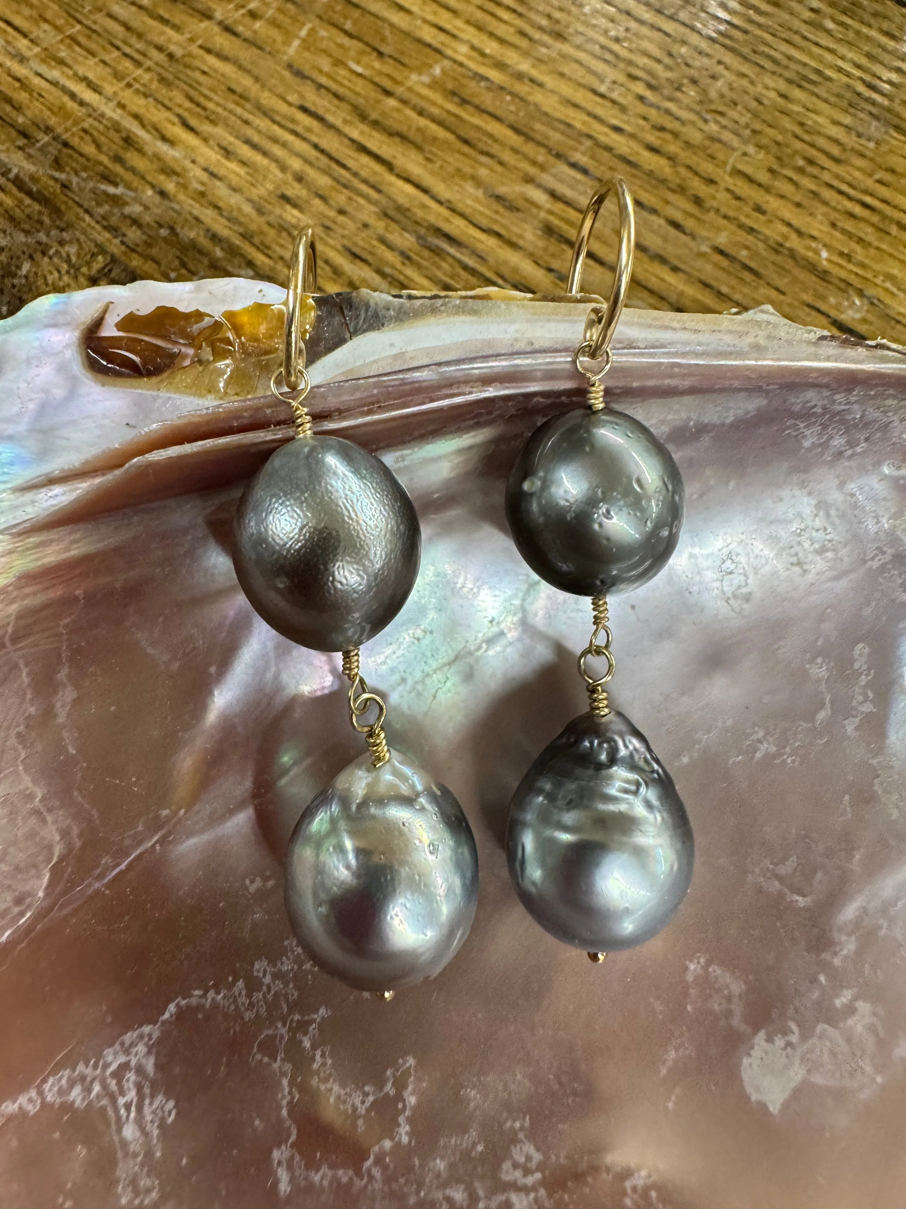 Double Drop Tahitian Earrings