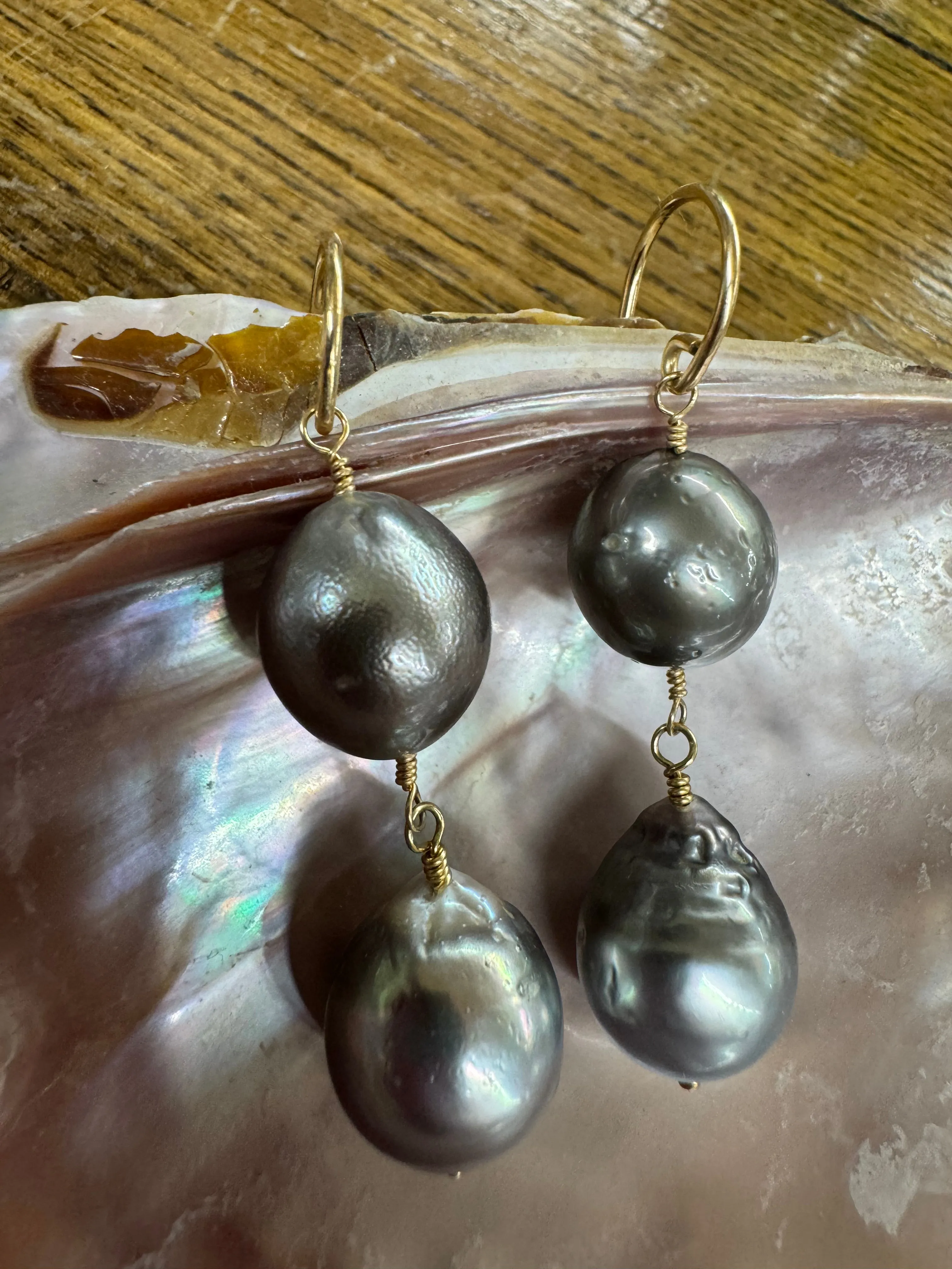 Double Drop Tahitian Earrings