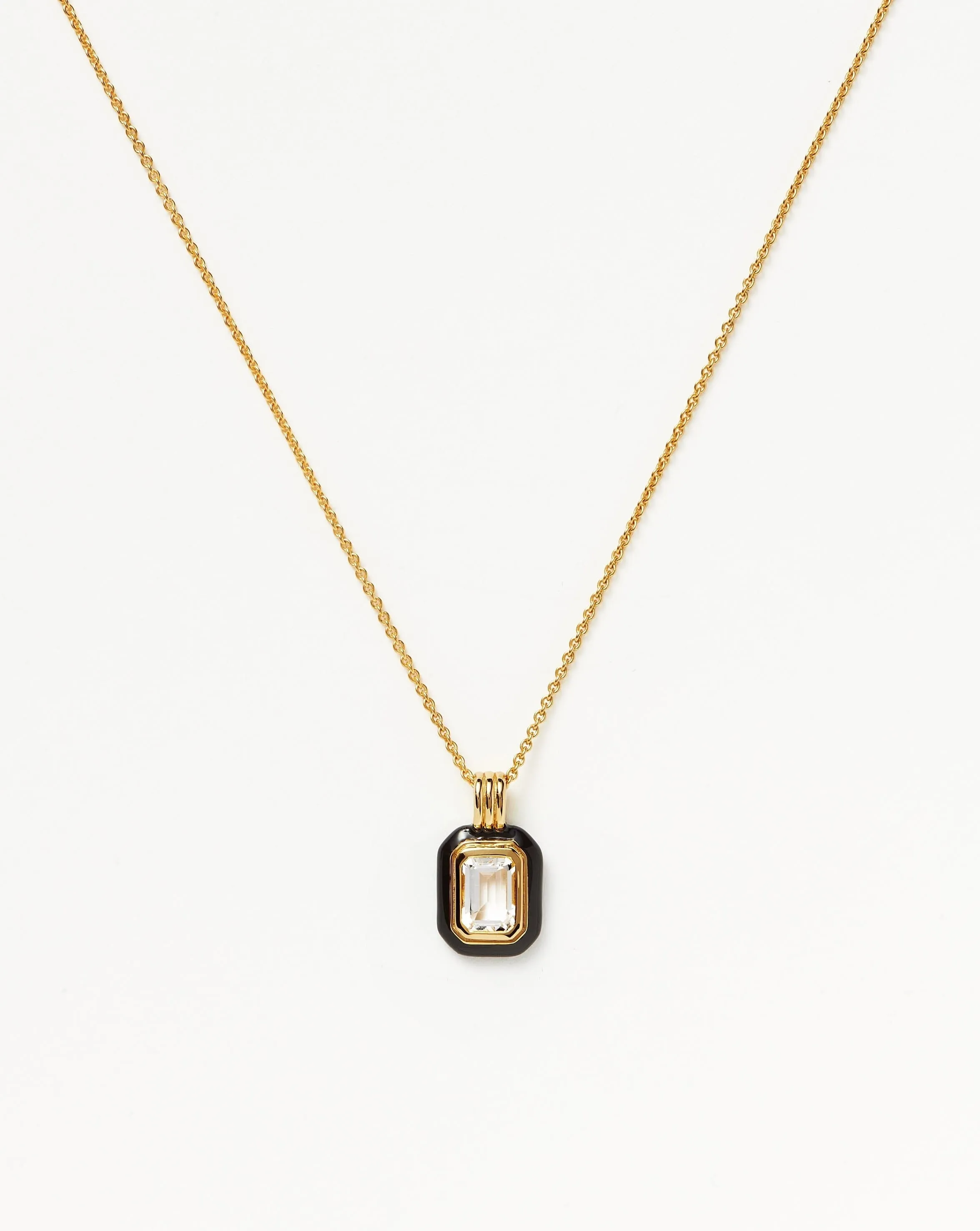 Enamel & Stone Pendant Necklace | 18k Gold Vermeil/Crystal Quartz