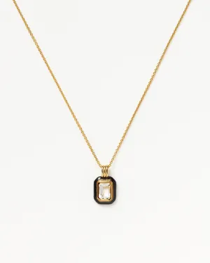 Enamel & Stone Pendant Necklace | 18k Gold Vermeil/Crystal Quartz
