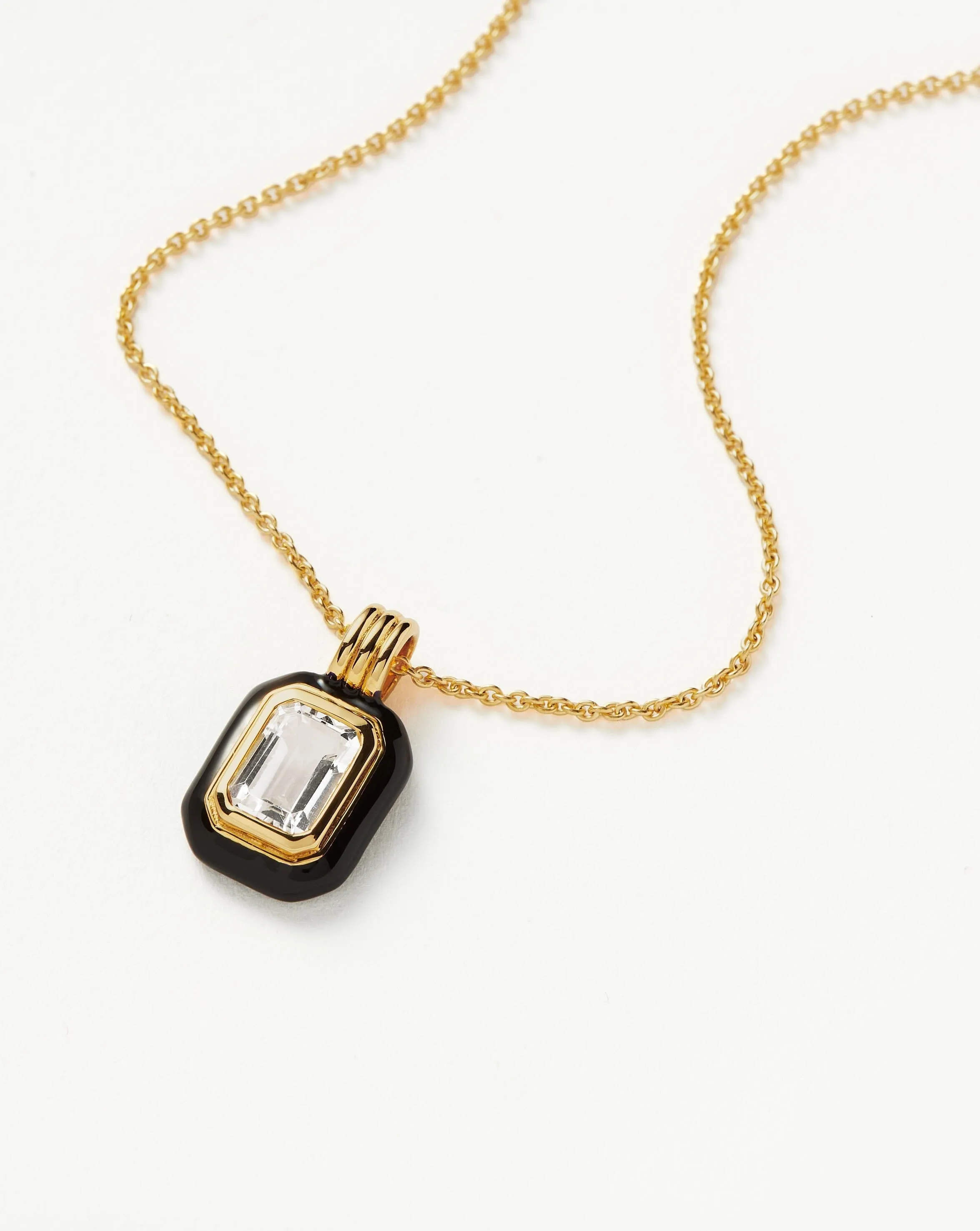 Enamel & Stone Pendant Necklace | 18k Gold Vermeil/Crystal Quartz
