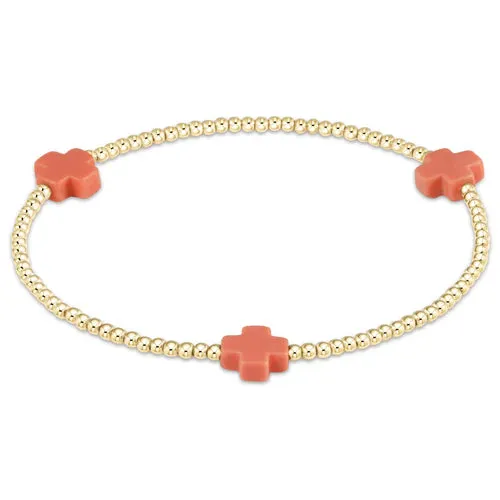 Enewton signature cross gold pattern 2mm bead bracelet in Coral
