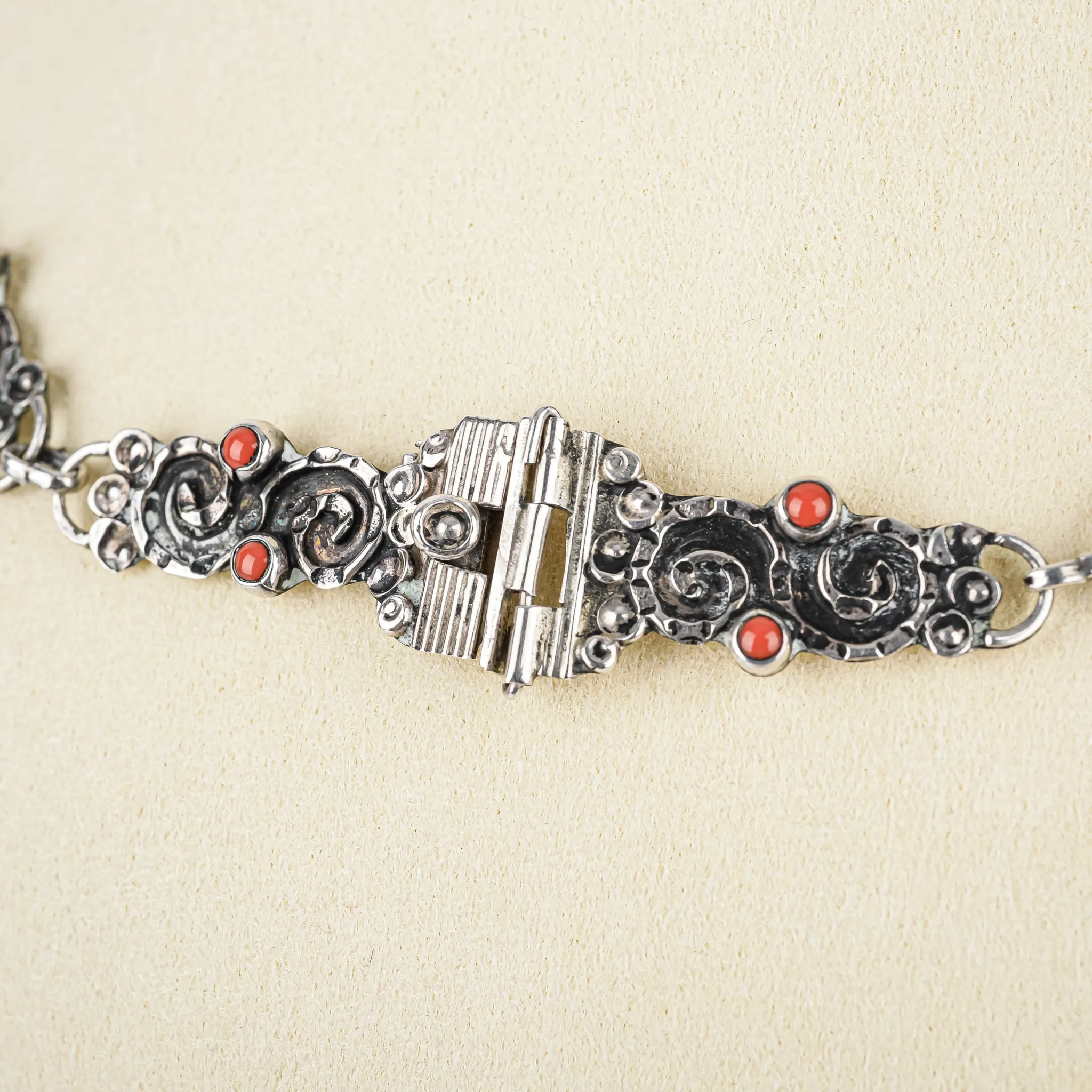 ESCORCIA 950 Silver Amethyst Turquoise Coral Bracelet & Necklace Set