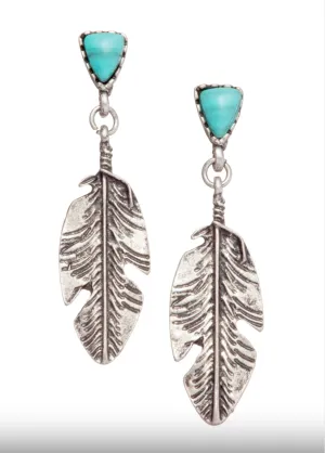 Feather and Turquoise Earrings