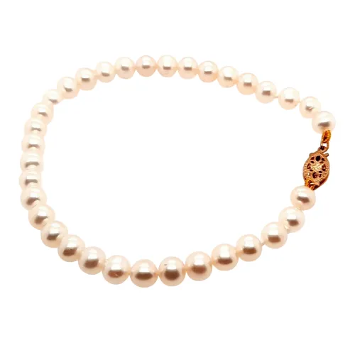 Fine Elegant Jewellery Cultured Pearl 9ct Yellow Gold Bracelet