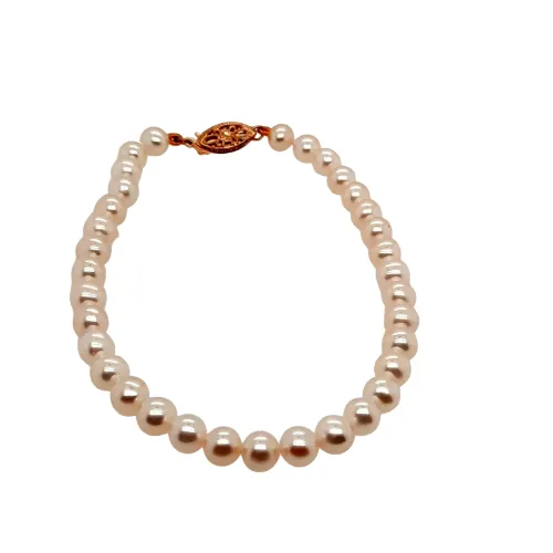 Fine Elegant Jewellery Cultured Pearl 9ct Yellow Gold Bracelet