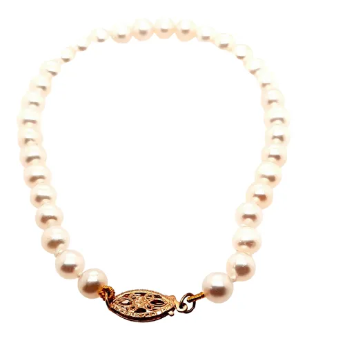 Fine Elegant Jewellery Cultured Pearl 9ct Yellow Gold Bracelet