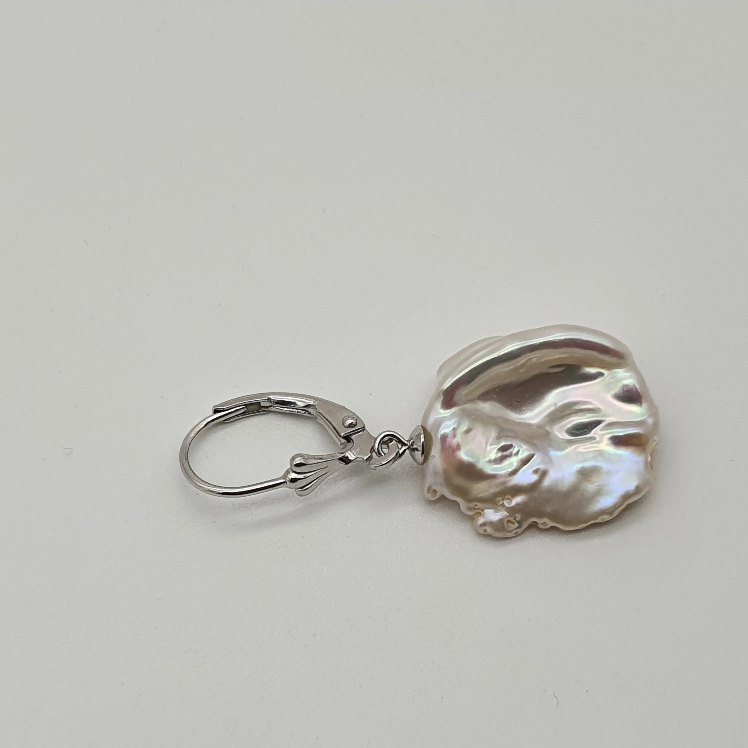 Freshwater Coin Pearl Hook Earrings, Sterling Silver